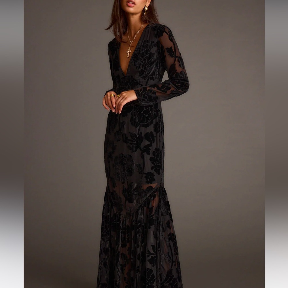 12th tribe black lace crush velvet dress